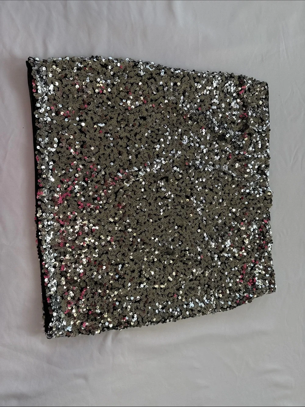 DKNY Silver Sequin Mini Skirt
